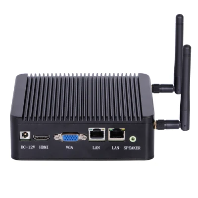 Elsky Mini PC Linux DC 12V Alimentation Fanless J1900 Quad Core 2.0GHz Nano PC avec 4 USB et 1COM/RS232 (option J1800) Pocket PC