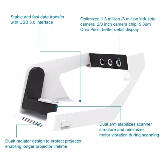 Scanner de bureau numérique 3D pour scanner dentaire d'équipement dentaire adapté à la caméra CAD pour une utilisation en laboratoire